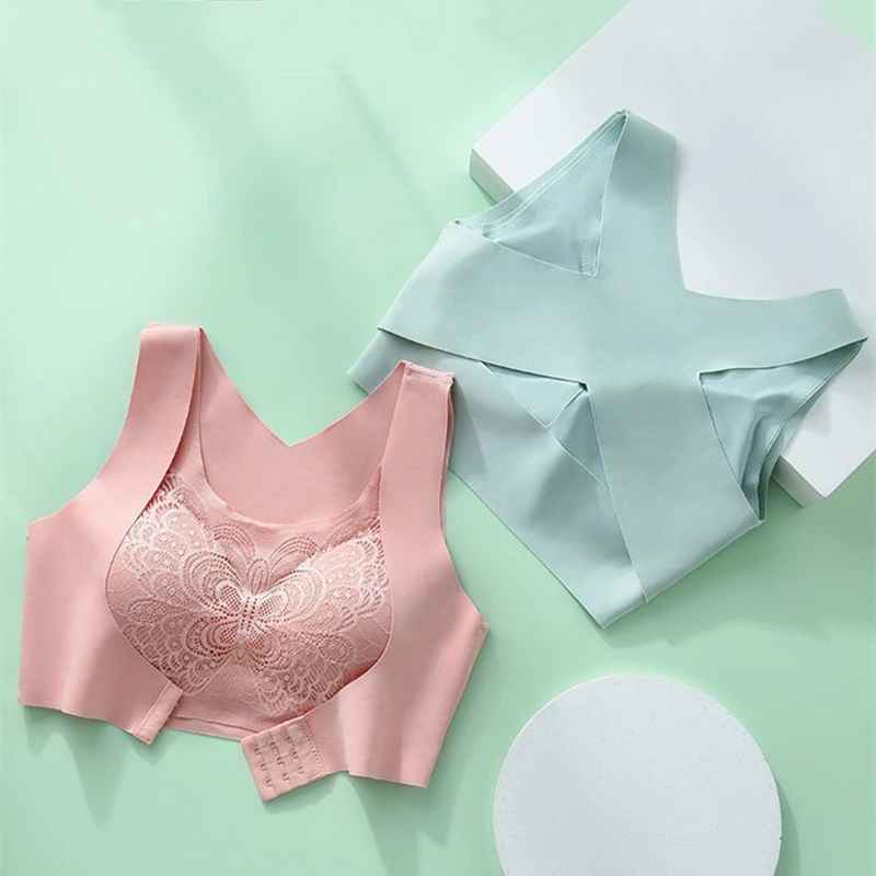 Women's Non-underwire Bra Comfortable Breathable Folding Anti-sag Adjustable Lace Bra
