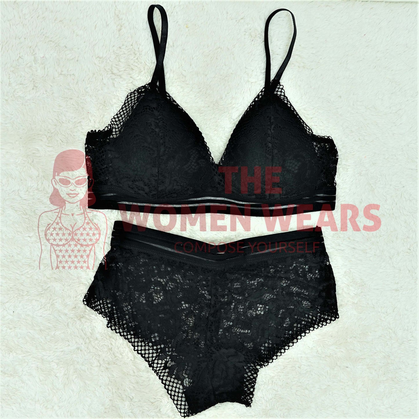 Girls Deep V Padded Bralette Set (34384)