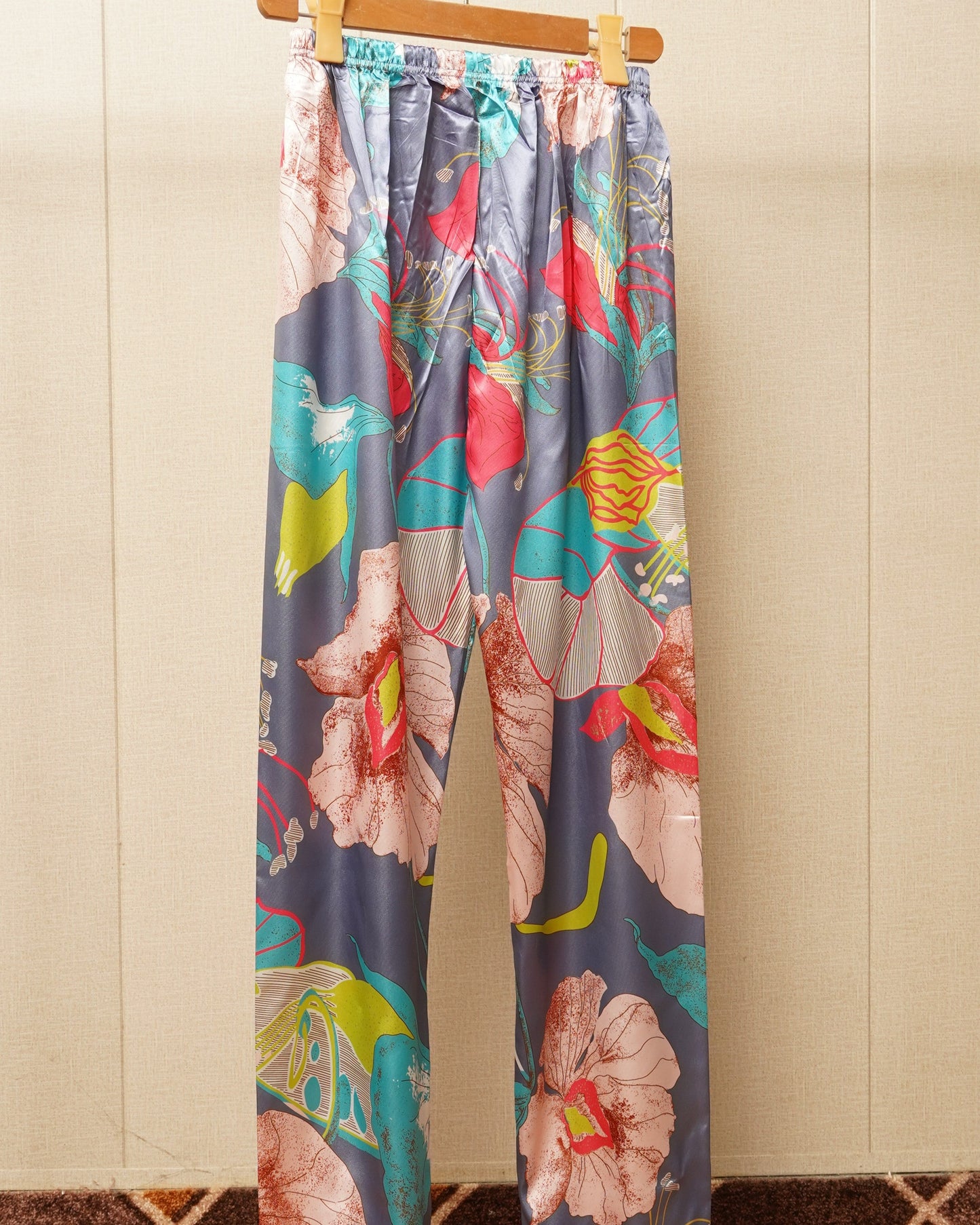 Flower Print Multicolor Satin PJ Set (WF-005)