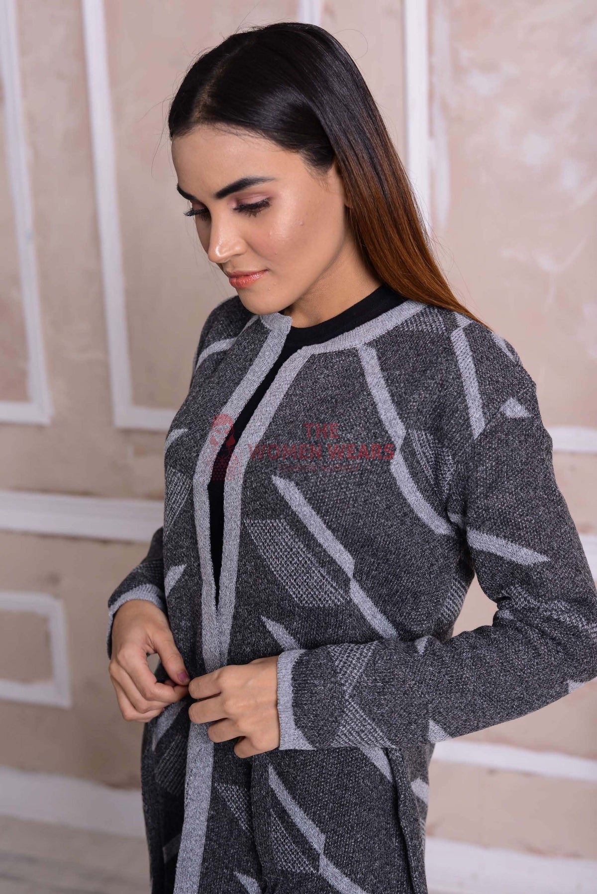 Gunmetal Belted Cardigan CGN40 product view 3