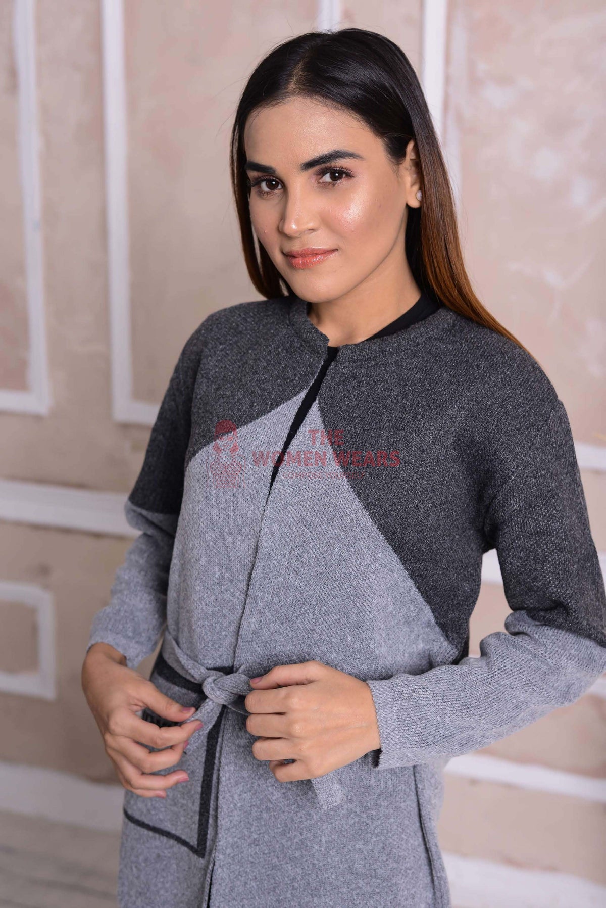 Regent Grey Belted Cardigan CGN55 product view 3