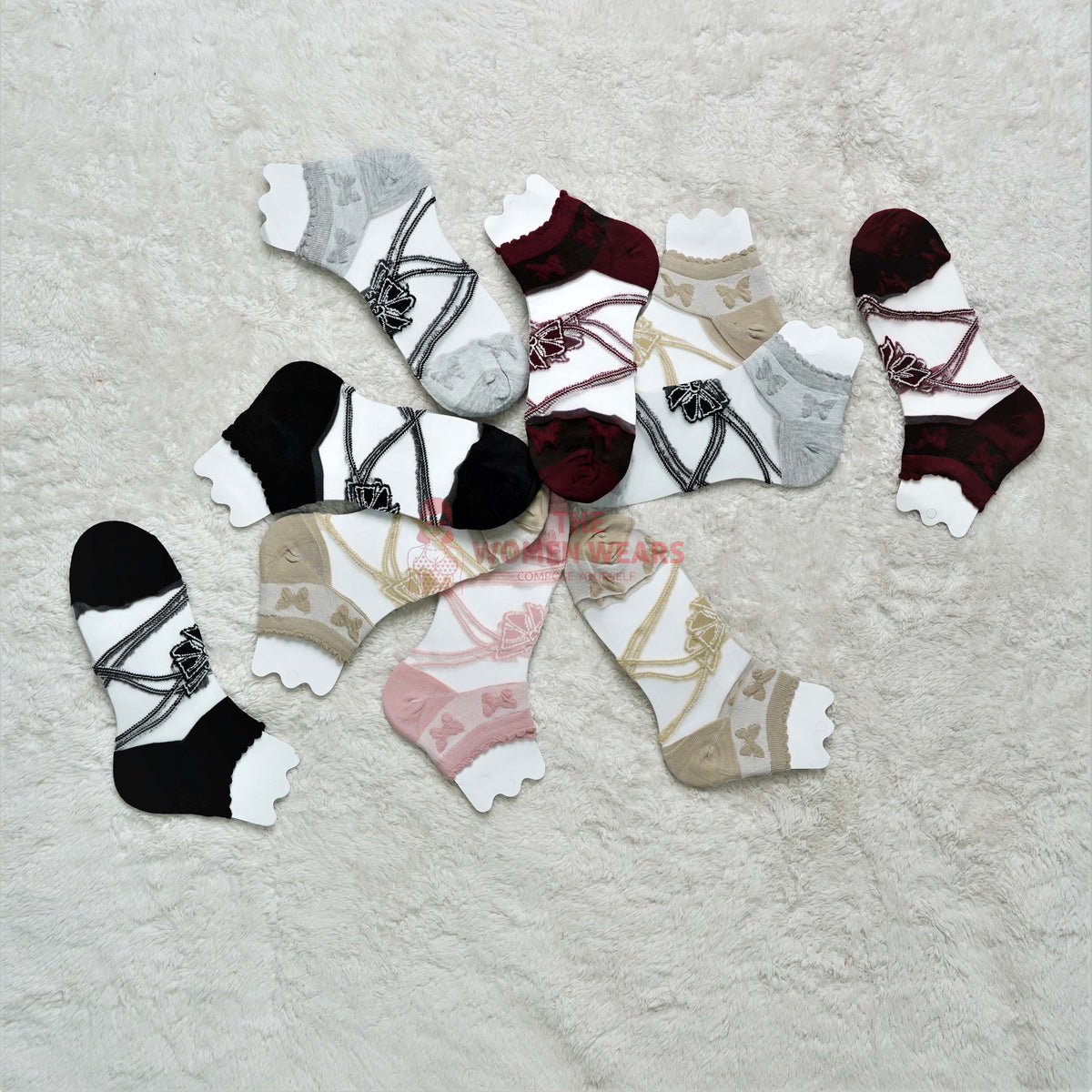 Sheer pearl anklet socks multipack SK0005 image 3