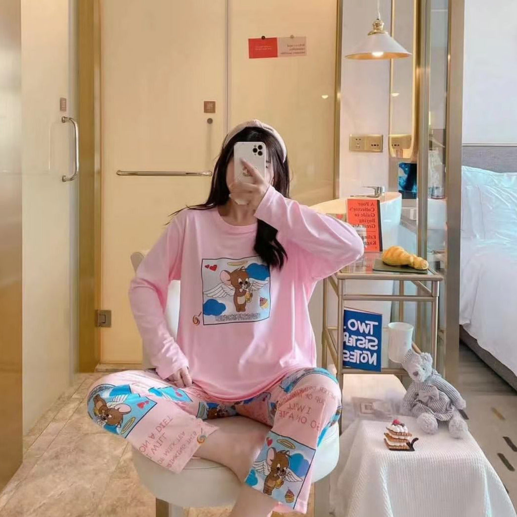 Imported High Quality Comfortable Girls Ladies Jerry Sleeping Suit Nightwear 2 Piece Pajamas Set SK_22