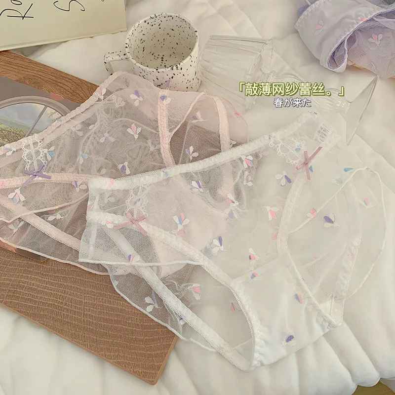 Women's Underwear Sexy Lace Panties Plus Size Fashion Hollow Girls' Briefs Med Waist Seamless Underpants Female Lingerie