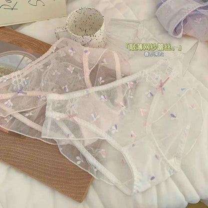 Women's Underwear Sexy Lace Panties Plus Size Fashion Hollow Girls' Briefs Med Waist Seamless Underpants Female Lingerie