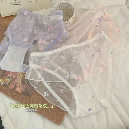 Women's Underwear Sexy Lace Panties Plus Size Fashion Hollow Girls' Briefs Med Waist Seamless Underpants Female Lingerie