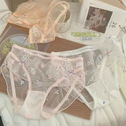 Women's Underwear Sexy Lace Panties Plus Size Fashion Hollow Girls' Briefs Med Waist Seamless Underpants Female Lingerie