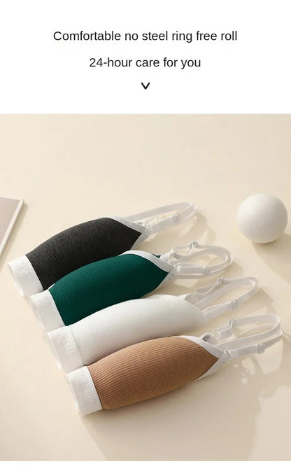 Women Hollow Out Cotton Underwear Seamless Sports Bralette Set