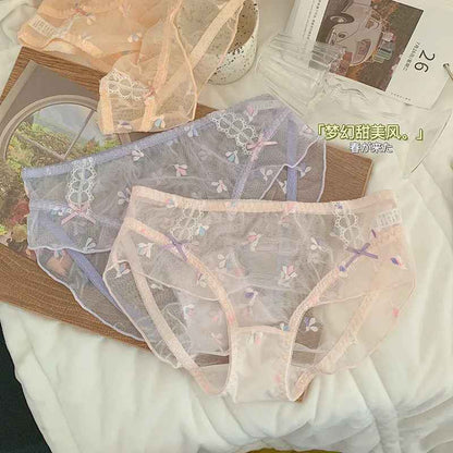 Women's Underwear Sexy Lace Panties Plus Size Fashion Hollow Girls' Briefs Med Waist Seamless Underpants Female Lingerie