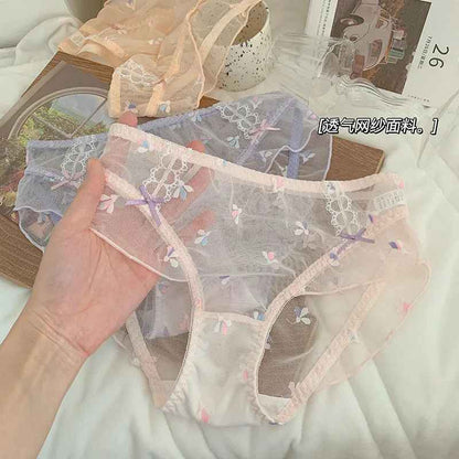 Women's Underwear Sexy Lace Panties Plus Size Fashion Hollow Girls' Briefs Med Waist Seamless Underpants Female Lingerie
