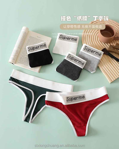 Sexy Hollow Out Soft Breathable Comfortable Beautiful Back Women Thread Cotton Hot Drill Letter Tube Top Thong Sports Bra Set