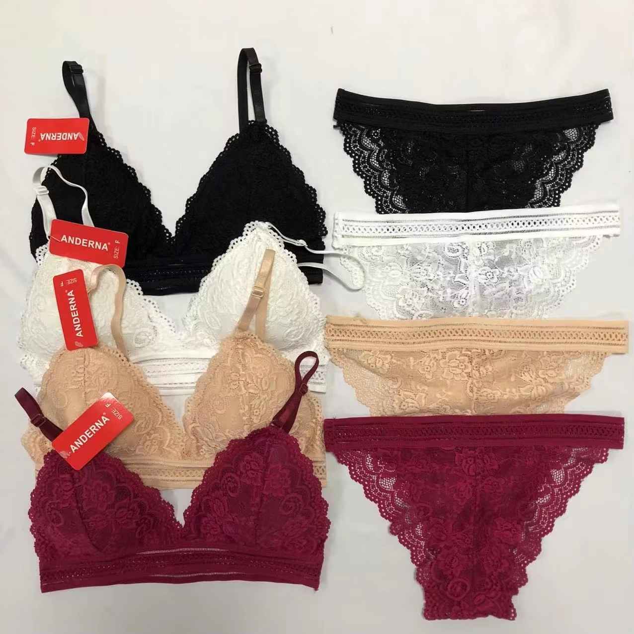 Seamless Soft Lace Underwear Bra Set Beautiful Back Wrapped Chest Bra and Panties Lace Suit New-style Girl's Bra Set-J