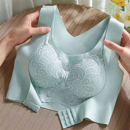 Women's Non-underwire Bra Comfortable Breathable Folding Anti-sag Adjustable Lace Bra