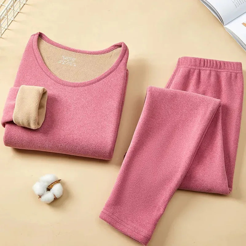 Women Thermal Suit Plus Velvet Thickening Set (WTS-1001)