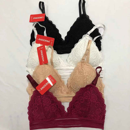 Seamless Soft Lace Underwear Bra Set Beautiful Back Wrapped Chest Bra and Panties Lace Suit New-style Girl's Bra Set-J