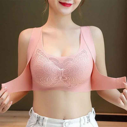 Women's Non-underwire Bra Comfortable Breathable Folding Anti-sag Adjustable Lace Bra