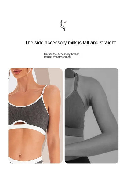 Women Hollow Out Cotton Underwear Seamless Sports Bralette Set