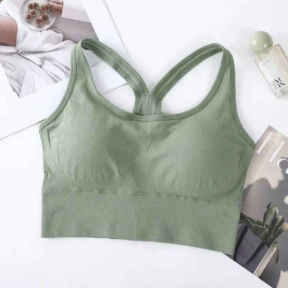 Wireless Cross Back One Piece Sports Bra for Running Yoga Fitness Integrated Design Comfortable Underwear Sportswear