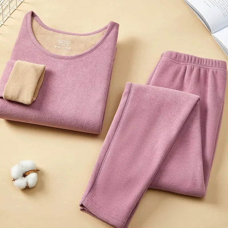 Women Thermal Suit Plus Velvet Thickening Set (WTS-1001)