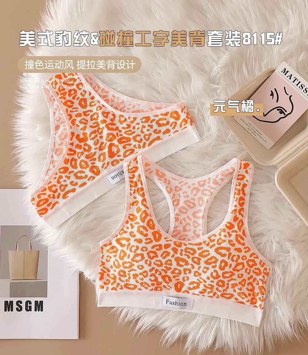 Women Leopard Seamless Push-Up Bra Panties Set Non-wire Brassiere Low Waist Panty Sexy Lingerie Set Fitness Underwear