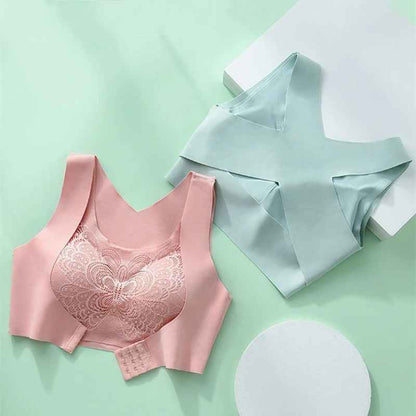 Women's Non-underwire Bra Comfortable Breathable Folding Anti-sag Adjustable Lace Bra