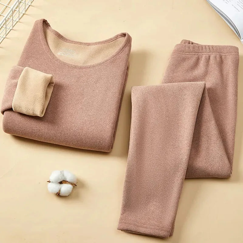 Women Thermal Suit Plus Velvet Thickening Set (WTS-1001)