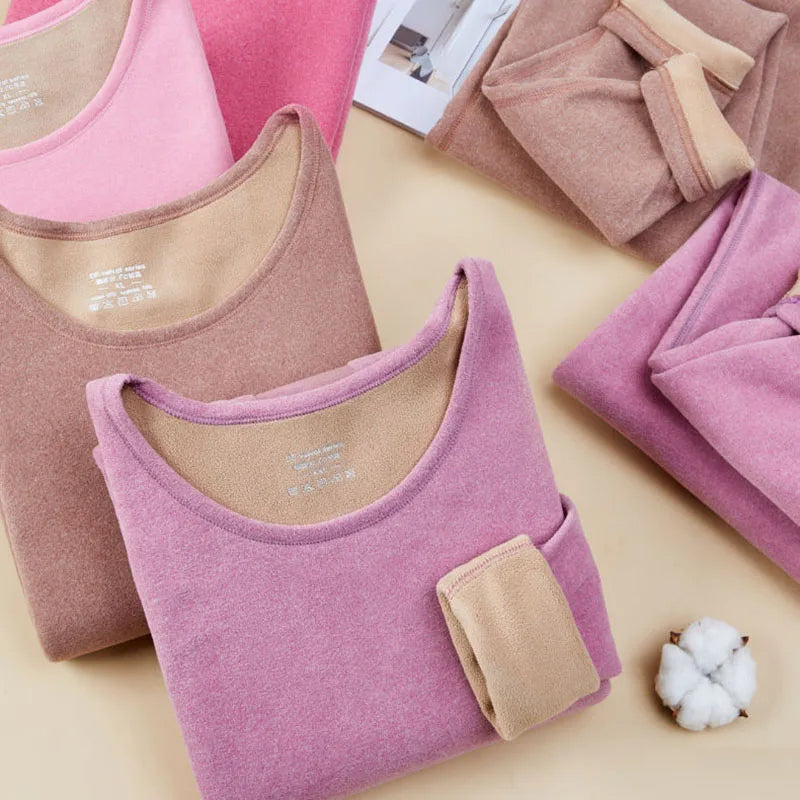 Women Thermal Suit Plus Velvet Thickening Set (WTS-1001)