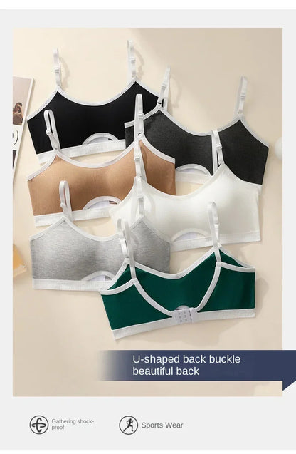 Women Hollow Out Cotton Underwear Seamless Sports Bralette Set