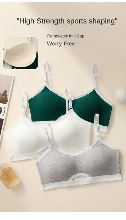 Women Hollow Out Cotton Underwear Seamless Sports Bralette Set