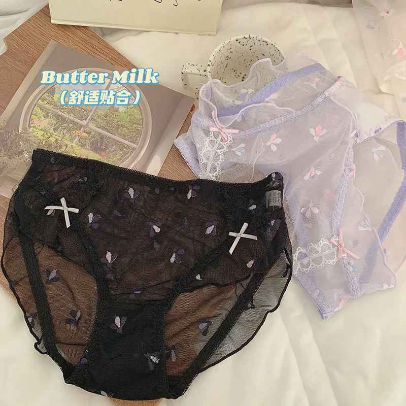 Women's Underwear Sexy Lace Panties Plus Size Fashion Hollow Girls' Briefs Med Waist Seamless Underpants Female Lingerie