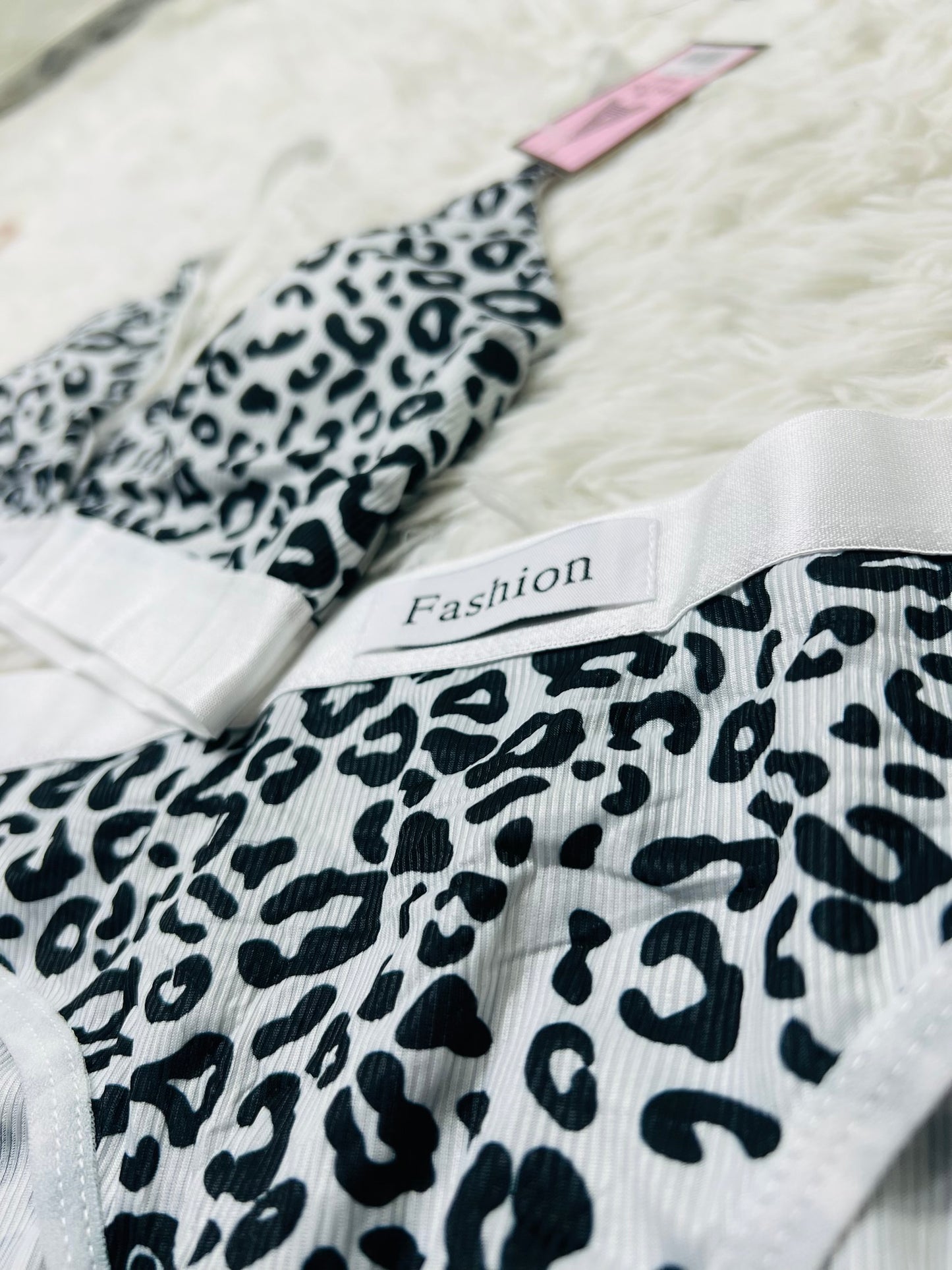 Women Seamless Leopard Print Low Waist Cotton Bralette Set