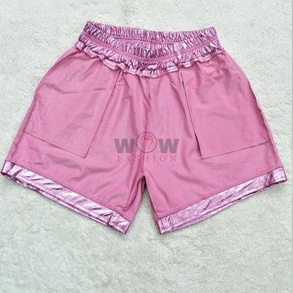 Girls Sexy Cropped Holographic Hoodies Women Shiny PU Metallic (SH-207)