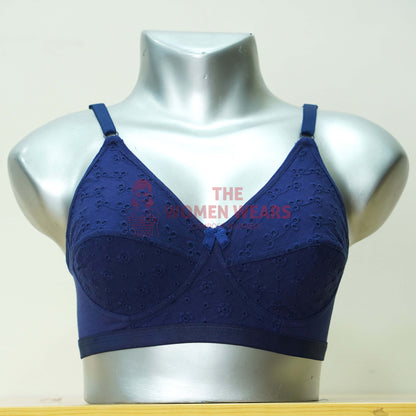 Galaxy Simple Embroidery Cotton Bra (0124)