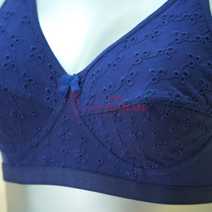 Galaxy Simple Embroidery Cotton Bra (0124)