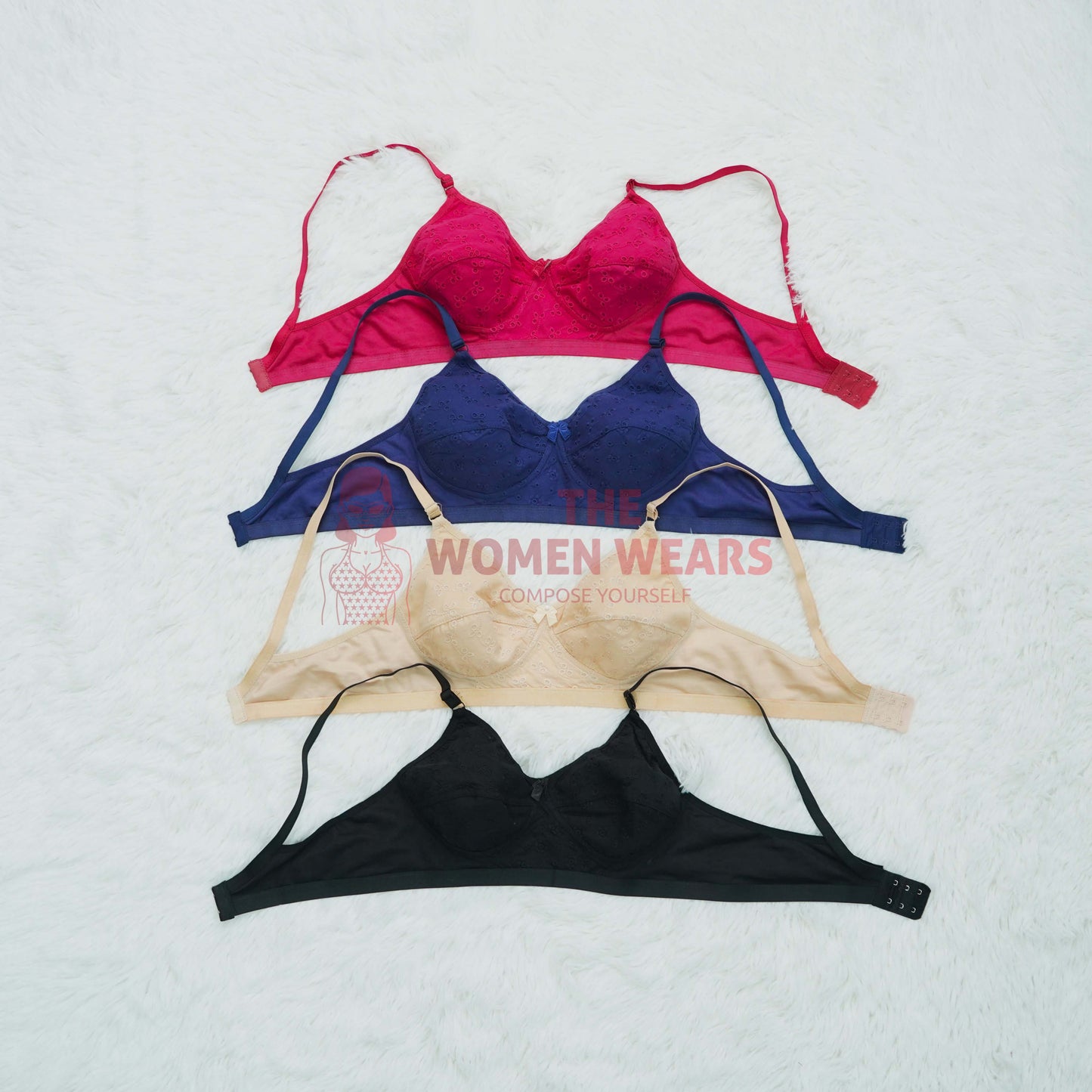 Galaxy Simple Embroidery Cotton Bra (0124)