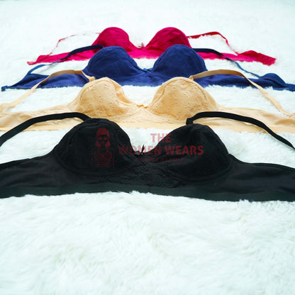 Galaxy Simple Embroidery Cotton Bra (0124)
