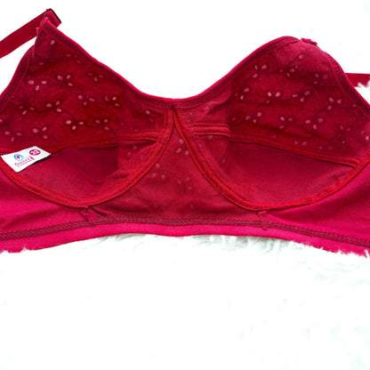 Galaxy Simple Embroidery Cotton Bra (0124)