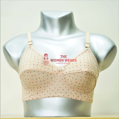 Premium Soft Jersey Non Padded Dot Printed Bra (JS0123)