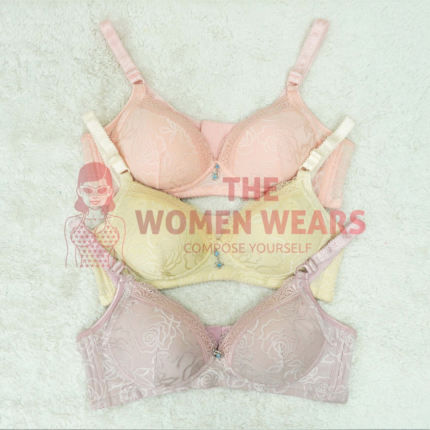 Women's Embroidery Padded Fancy Bra (306)
