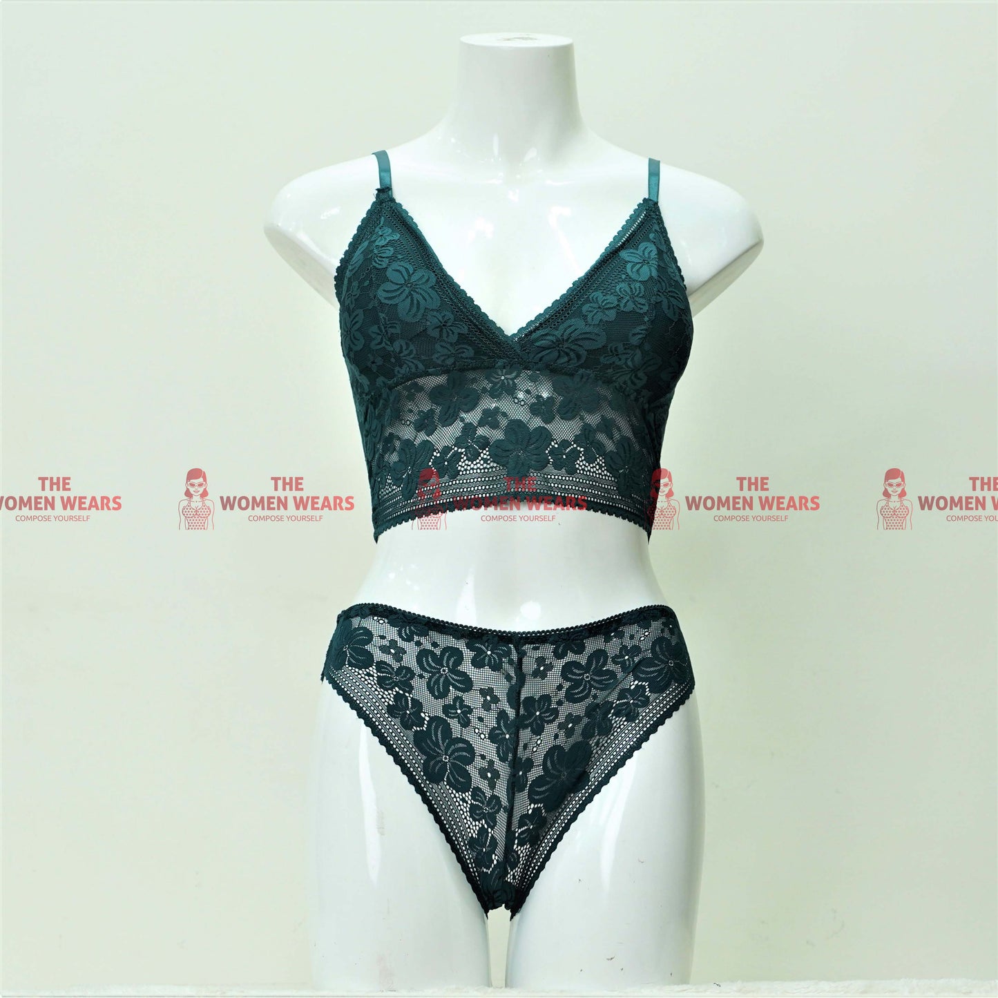 Women's Floral Net Padded Bralette Set (*432)