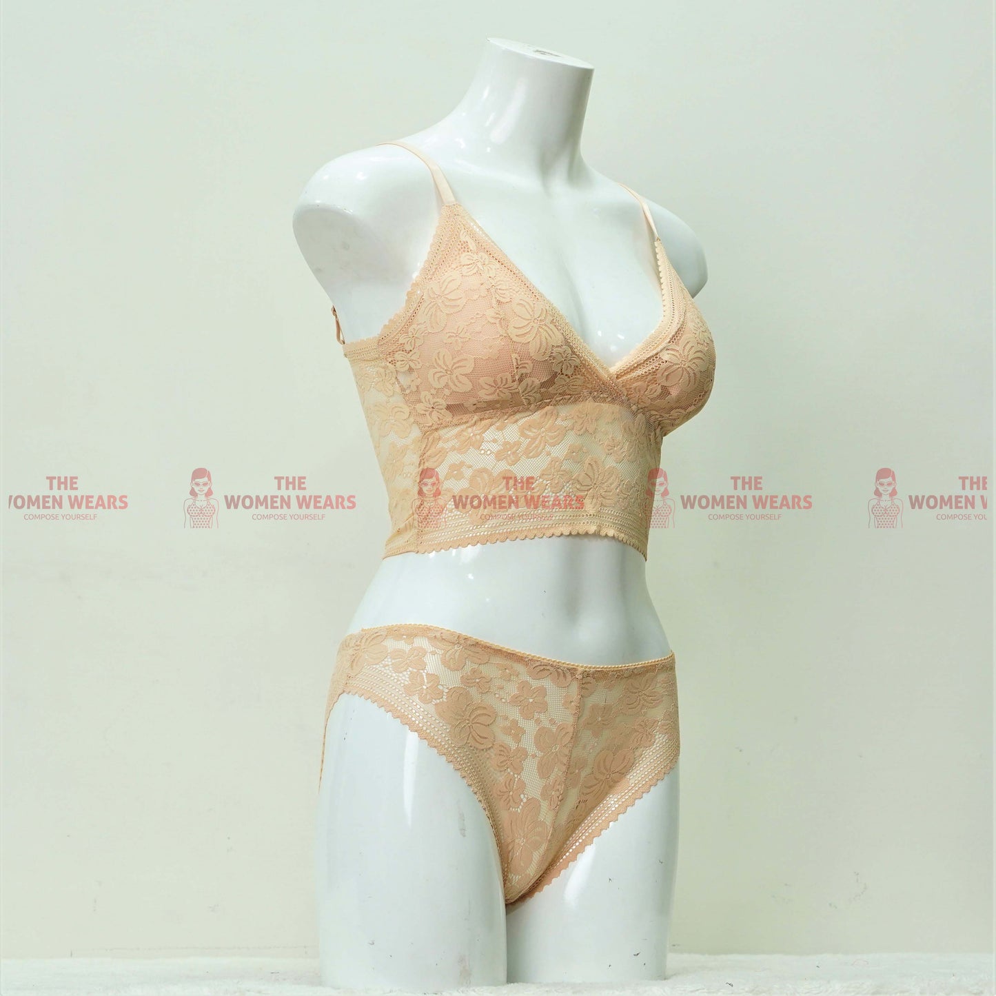 Women's Floral Net Padded Bralette Set (*432)