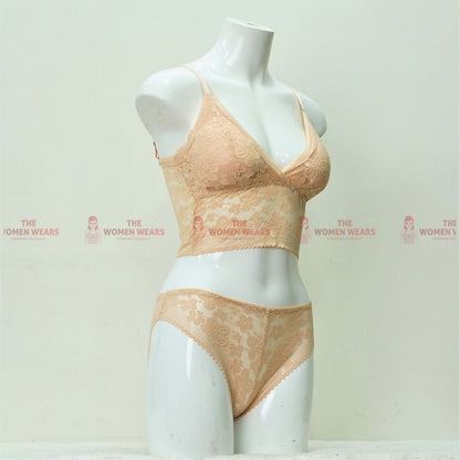 Women's Floral Net Padded Bralette Set (*432)