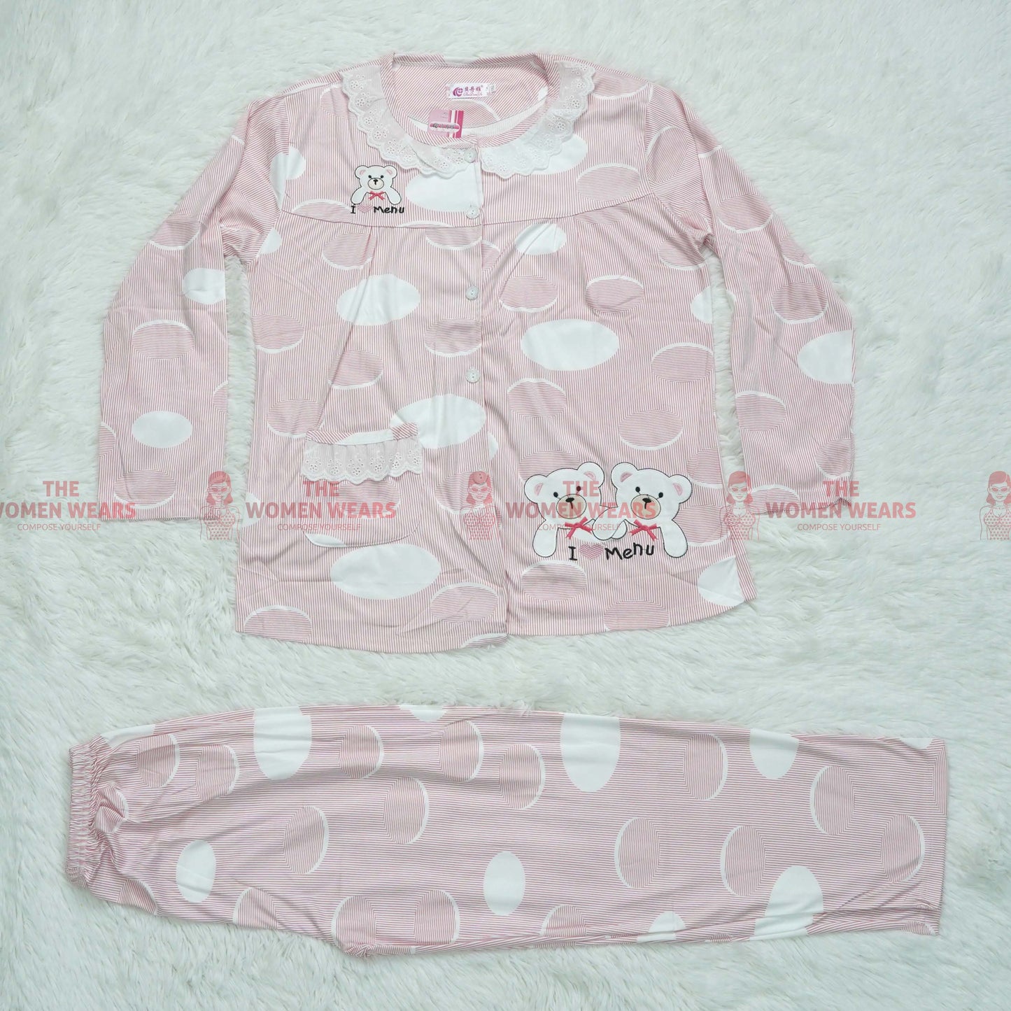 Women's Love Cartoon Pajama Dress (3088)