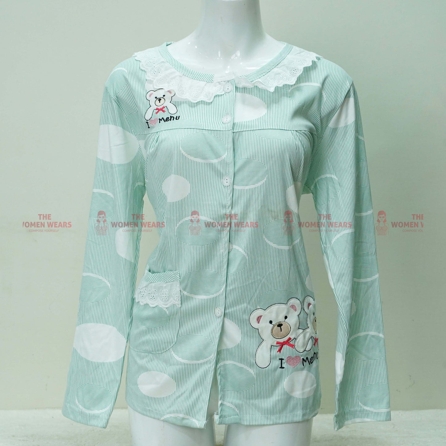 Women's Love Cartoon Pajama Dress (3088)