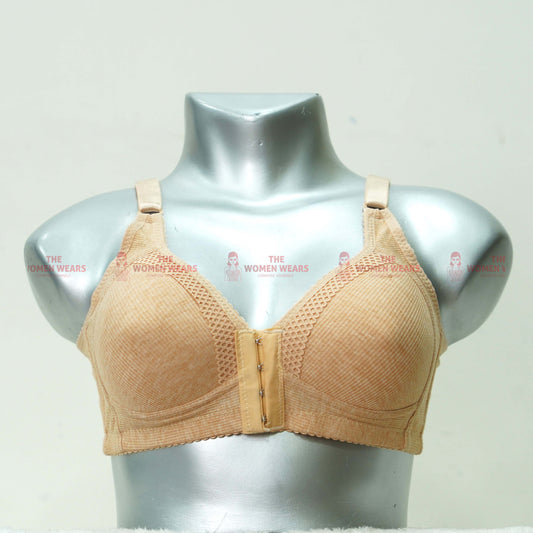 Women's Front Open Self Border Lace Padded Bra (3246)