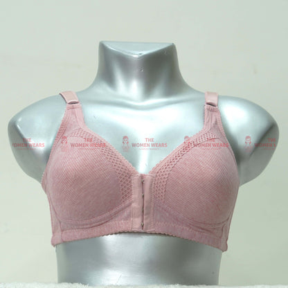 Women's Front Open Self Border Lace Padded Bra (3246)
