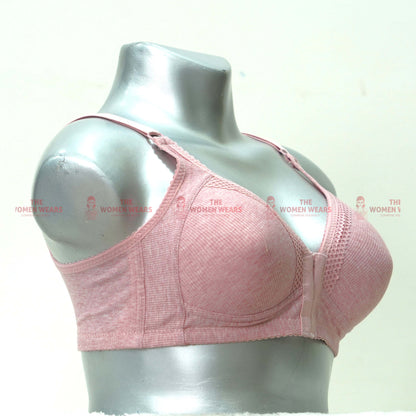 Women's Front Open Self Border Lace Padded Bra (3246)