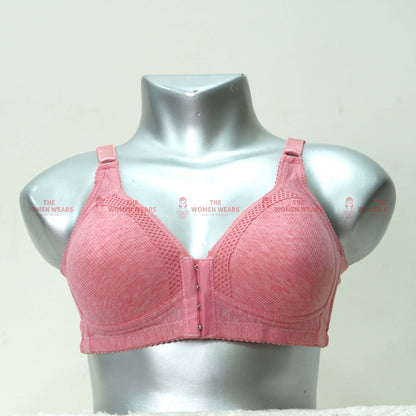 Women's Front Open Self Border Lace Padded Bra (3246)