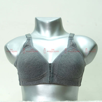 Women's Front Open Self Border Lace Padded Bra (3246)