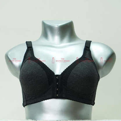 Women's Front Open Self Border Lace Padded Bra (3246)